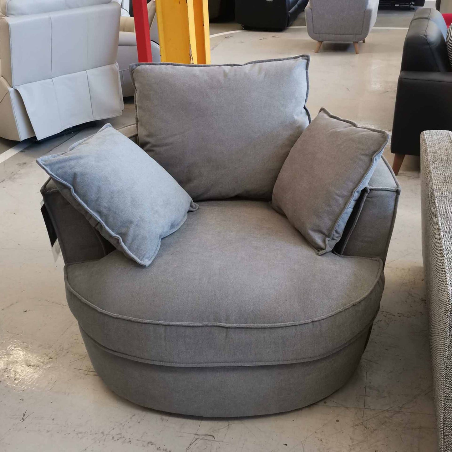 Jai Swivel Chair – Full Duck Feather. Extra Wide 110cm – Storm