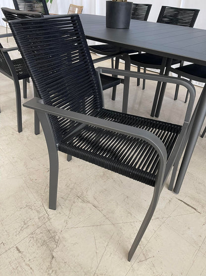 Kira Rope Dining Chair – Charcoal